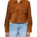 Lucky Brand SUEDE FRINGE WESTERN JACKET, Size: Medium
