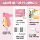 Stitch Gun for Clothes - Handheld Stitch Gun Quick Clothing Fixer - Tagging Gun - Includes 6 Needle, 1000 Black Fasteners & 1000 White Fasteners (Pink/Orange)