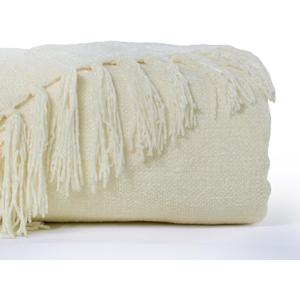 KASENTEX Chenille Throw Blanket for Couch,Lightweight 50x60in Soft Throw Blanket with Fringe Tassel for Sofa Chair Bed,Knitted Decorative Boho Blankets for Gift,Cozy Warm All Season, Ivory Cream White