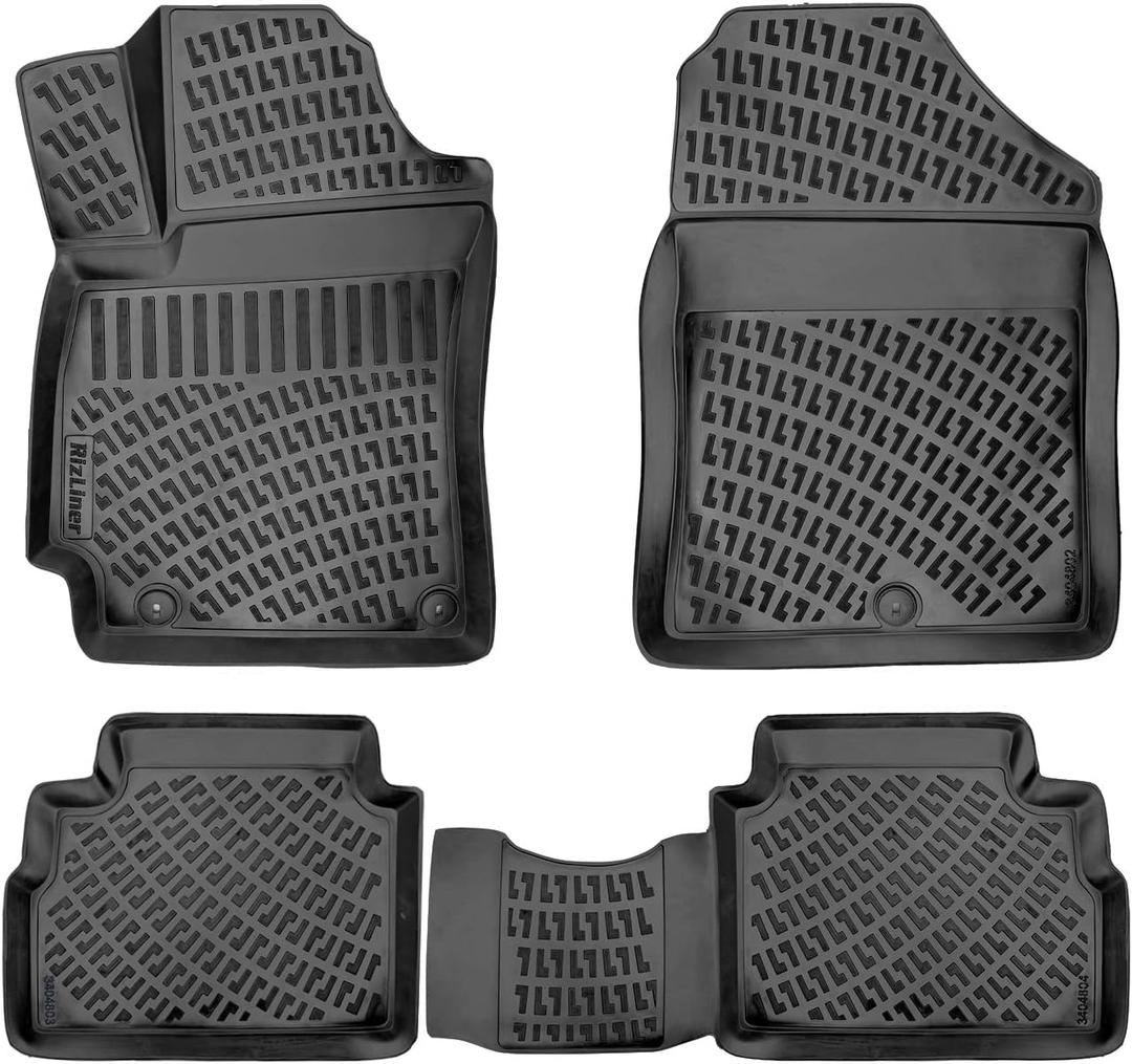 Hyundai Elantra 2017-2020 (No GT Models) Floor Mats 3D Custom Fit Compatible with Hyundai Elantra Rubber Car Mats Laser Measured Floor Liner All Weather Odorless Non-Slip TPE (Front & Rear)