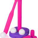 Liberry Tball Set for Toddlers with Adjustable Height Tee Ball Stand, Weighted Base and Kids Baseball Bat, Sports Game Toys Christmas Birthday Gift for Boys Girls Ages 3 4 5 (Pink)