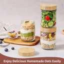 DRKIO 16 Oz Overnight Oats Containers with Bamboo Lids - 4 Pack Glass Storage Jars with Airtight Lids Wide Mouth Mason Food Jars Great for Meal Prep Salad Chia Pudding Snacks Yogurt Sugar Spice Cereal