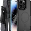 5-in-1 Magnetic Designed for iPhone 14 Pro Max Case,Heavy Duty Case Belt Clip Holster,with Tempered Glass Screen Protecto(2 Pcs),Phone Case for iPhone 14 Pro Max (Magnetic, Black)