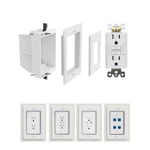 Recessed Outlet Box with GFCI Electrical Outlet, DVFR1W-1 Recessed Electrical Box for Wall Mount TV, 15Amp, Tamper Resistant, UL Listed, Self-Test, Suitable for Various Outlets, 1 Gang