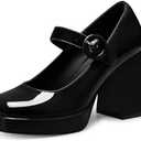 CELLENZ Women Mary Jane Shoes: Comfortable Closed Toe Chunky Heels, 2025 Trendy Dress Shoes Prom Formal Graduation Platform Pumps Wide, Size 9