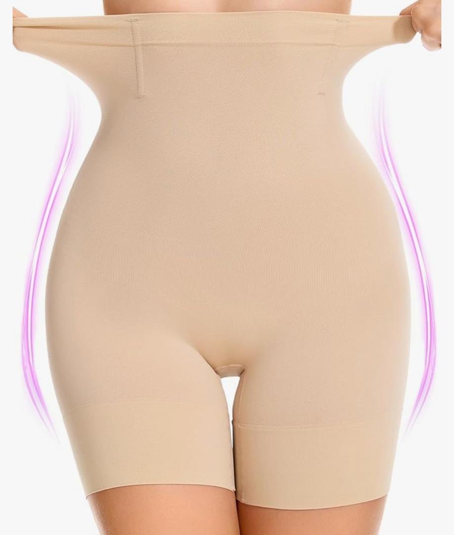 SIMIYA Shapewear Tummy Control Shorts for Women, 5-IN-1 Body Shaper High Waisted Girdle Boyshort Slip Short for Under Dresses, Nude, L