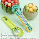 2025 Upgraded 3-in-1 Stainless Steel Fruit Carving Tool Set, Watermelon Fork Slicer Ice Cream Watermelon Spoon Cutting Knife (Blue+Green)