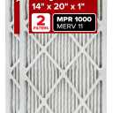 Filtrete 14x20x1 AC Furnace Air Filter, MERV 11, MPR 1000, Micro Allergen Defense, 3-Month Pleated 1-Inch Electrostatic Air Cleaning Filter, 2 Pack (Actual Size 13.781 x 19.781 x 0.84 in)