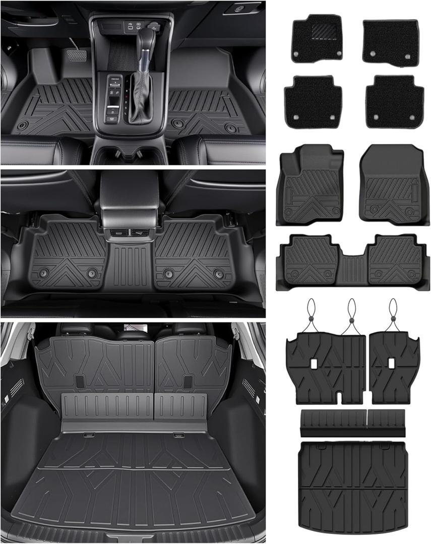Floor Mats Cargo Mat for Honda CRV 2023 2024 2025 2026 Car Mat Accessories(Include Hybrid), 2-in-1 All Weather TPE Floor Liners with Removable Carpet Layer, Custom Fit Waterproof Anti-Slip Car Mats
