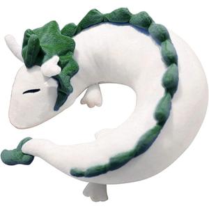 Cute Spirit Dragon Plush Doll Toy U-Shape Neck Travel Pillow Gift Animation (White)