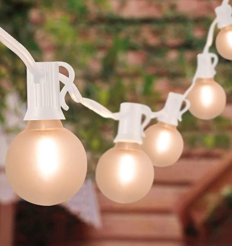 GOOTHY Outdoor LED String Lights, 50Ft with 52 Frosted White LED Globe Bulbs, Waterproof for Indoor/Outdoor Use, Perfect for Garden, Bistro, Pergola, Tents & Decorations, White