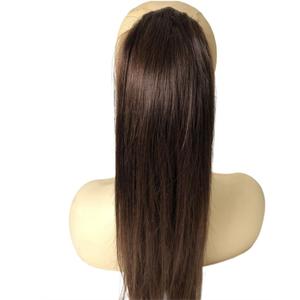 Clip in Ponytail Extension Medium Brown Pony Tails Hair Extensions for Women Long Straight Ponytail Hair piece Human Hair Versatile Pony (4#, 16 inch)