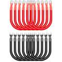 12Pcs 2AWG Battery Cable with 3/8'' M10 Lug Terminals 6-inch Cables Set Tinned Copper Power Inverter Wire Set for Solar, RV, Car, Motorcycle (6 Red +6 Black Cable)