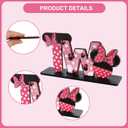 TONIFUL Pink Mouse 2nd Birthday Party Supplies 2nd Table Centerpieces Pink Mouse Theme Design Sturdy Wooden for Girl TWO Years Old Birthday Favors 2nd Birthday Party Decorations(4 Pcs)