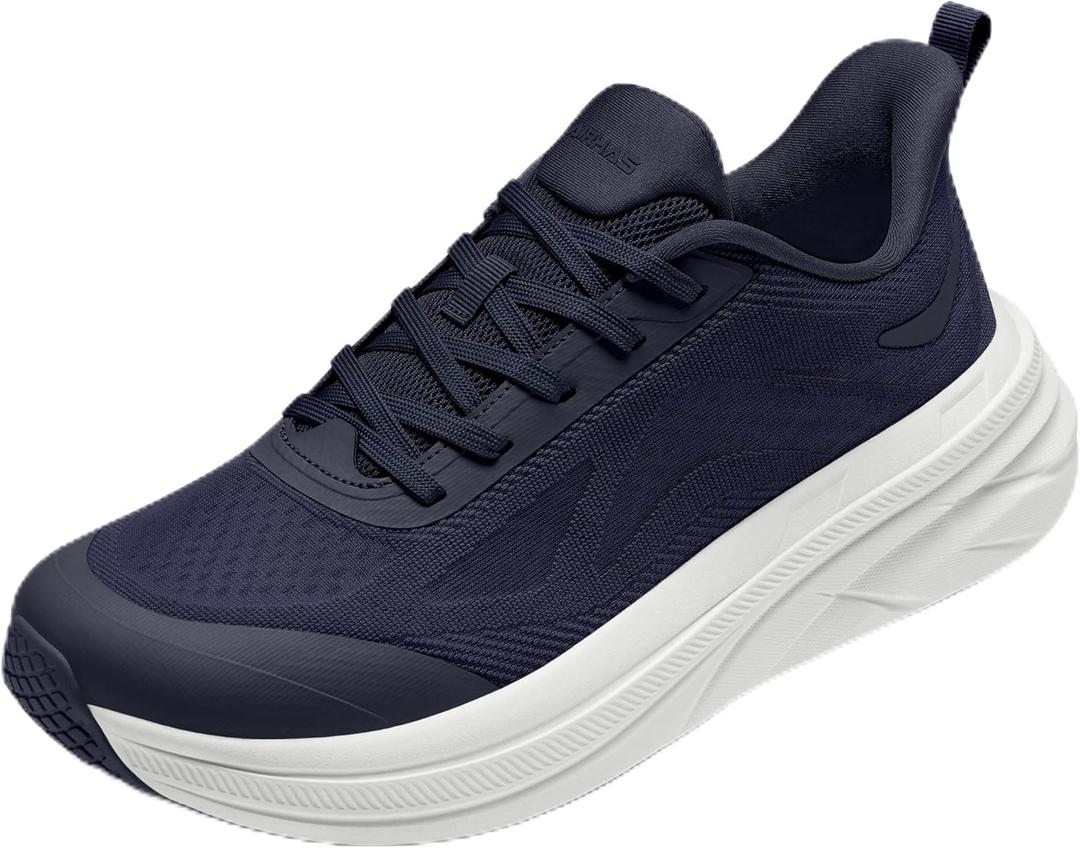 Men's Foot Shape Toe Box Running Shoes Comfortable Slip on Walking Shoes for Men Cushioned Athletic Tennis Shoes Men with Rubber Outsole (9.5, Navy)