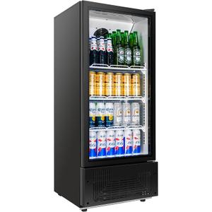 6.5 Cu.Ft Commercial Beverage Refrigerator Glass Door Upright Drink Cooler Display Fridge with Adjustable Shelves and LED Light for Restaurant Bar Store Office (Black)