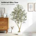 6FT Artificial Olive Tree with Elegant Planter & Moss, Faux Olive Tree Indoor with Natural Wood Trunk & Lifelike Leaves, Tall Fake Plant for Living Room Home Office Decor Housewarming Gift