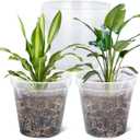 GREANER Clear Plastic Plant Pots, Plastic Planter with Drainage Holes, Nursery Pots for Indoor Outdoor with 20 Plant Labels, 12 Inch(Pack of 5)