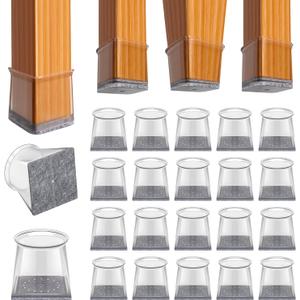 BUMACO Chair Leg Floor Protectors Square Chair Leg Protectors for Hardwood Floors Silicone Pads Covers to Protect Floors Clear-20 Pcs Square XL (1-1/2" to 1-7/8"