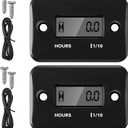 2 Pieces Inductive Hour Meter for Gas Engine Lawn Mower Dirt Bike Motorcycle Motocross Snowmobile Karting Marine ATV Boat Outboard Motor Generator Waterproof Hour Meters (Black)