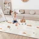 Baby Play Mat 50"*78" Foldable Foam Baby Play Mat for Floor Reversible Waterproof Playmats for Babies Boy and Toddlers Infants Edge Reinforcement Crawling Mat for Indoor&Outdoor&Travel (City&Bus)