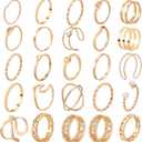 ONESING 18-31 Pcs Knuckle Rings for Women Stackable Rings Sets Vintage Joint Finger Rings Gold Rings Set for Women Men Hollow Carved Flowers Crystal Rings