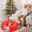 Soulchen Christmas Tree Cat Tunnel Bed 2.62ft x 2.62ft x 10.24inchs Christmas Trees Skirt for Cats Toy Circle Tunnel Xmas Green Red Pet Donut Toys with Washable Cushion for Kitten Felines