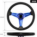 Universal Racing Steering Wheel, 13.6 Inch 6 Bolt Anti-Slip Leather and Aluminum Gaming Steering Wheel with Horn Button for Racing/Car Sim Driving/JDM Sports blue