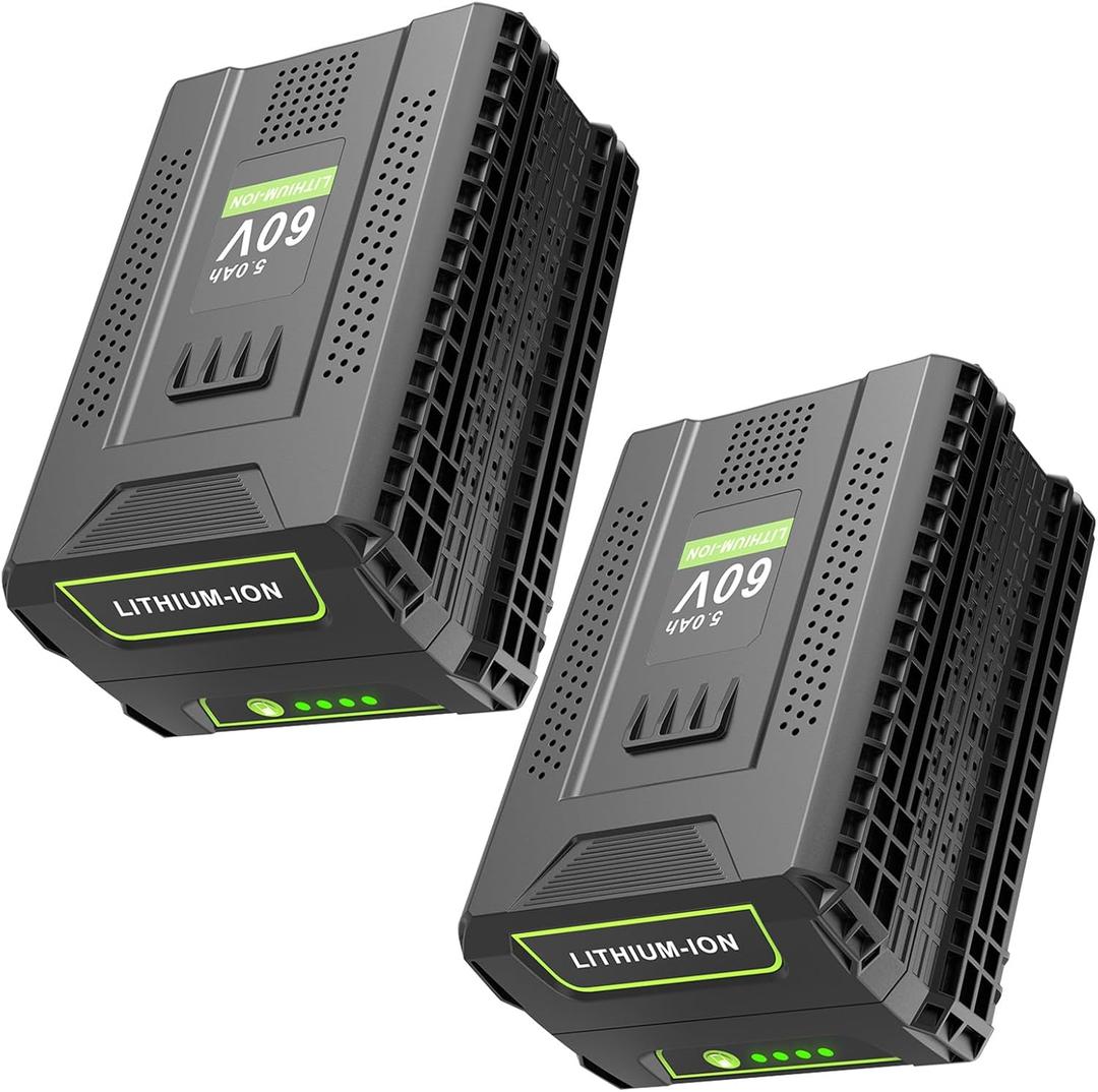 2 Packs 60V 5.0Ah Lithium Battery Replace for Greenworks 60V Battery, Compatible with Greenworks 60 Volt Batteries LB604, 2908502, LB6042, LB60A00, LB60A01, Fit for Green Works 60 Volt Power Tools