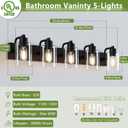 Dpyrrhic Matte Black Bathroom Light Fixtures, 5-Light Bathroom Lights Over Mirror with Clear Glass Shade,Wall Sconces for Bathroom, Bedroom, Hallway