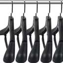 DEDU Suit Hangers for Men 10 Pack Width 17.7", Black Coat Hangers no Shoulder Bump Non Slip for Thick Sweaters, Plastic Extra Wide Shoulder with Pants Bar & Metal Hook