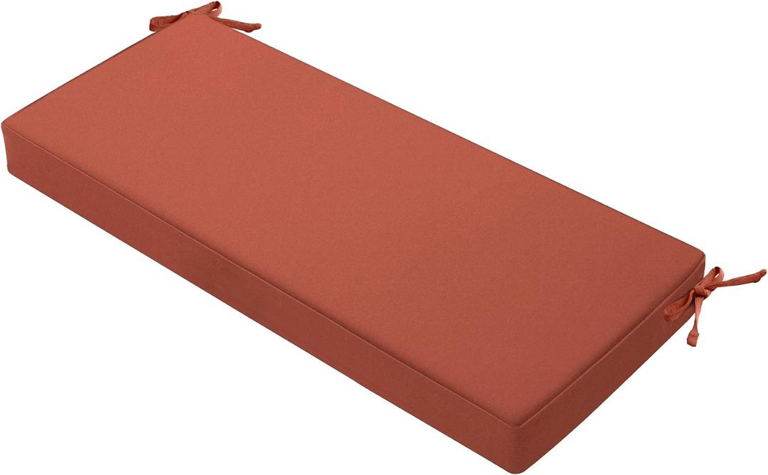 Favoyard Outdoor Bench Cushion 45 x 18 Inch Waterproof Patio Furniture Cushions 3-Year Color Fastness Garden Sofa Settee Couch Swing Pads with Handle and Attach Ties, Spice