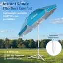 AMMSUN Shade Umbrella, Premium Portable Umbrella with Stand, 6.5ft Lightweight Free Standing Canopy for Sporting Games, Adjustable Instant Sun Protection and Easy to Carry, Light Blue