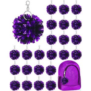 Remuuly Cheer Pom Pom Keychain Cheerleader Gifts Cheerleading Keyring Charm Foil with Keychain Hooks for Women Accessories