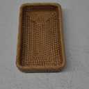 Sumnacon 10 Inch Rattan Bathroom Vanity Tray - Decorative Wicker Toilet Tank Tray for Paper Hand Towel, Vintage Storage Basket Bin for Bathroom Kitchen Toilet Tank Vanity Countertop Table Shelf (10" x 6.1" x 1.8", Yellow)