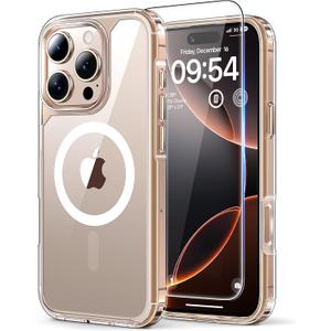 TAURI 3 in 1 for iPhone 16 Pro Max Case, Compatible with MagSafe [Not-Yellowing] with 2X Screen Protectors, Military-Grade Protection, Shockproof Slim Magnetic Case for 16 ProMax 6.9", Clear (for iPhone 16 Pro Max 6.9", A-Clear)
