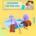 Inflatable Play Center, Inflatable Octopus Spray Pool with Base Pool, Slide, Wooden Block, Octopus Blow up Water Slides for Kids Adults Outdoor Backyard