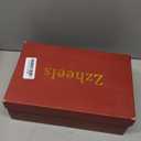 Zzheels Women's Bow High Heels Closed Toe Heels with Bow Chunky Heels Bridal Wedding Shoes Red Suede US6 Size 9