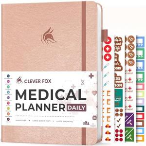 Clever Fox Medical Planner Daily – Health Diary Notebook, Wellness Journal & Self-Care Logbook, Lasts 3 Months, 7x10.5″ (Rose Gold)