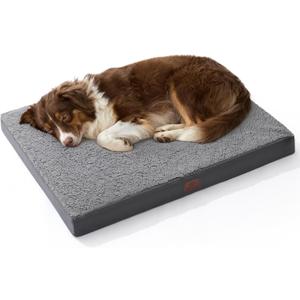Bedsure Dog Beds Large Sized Dog - Comfy Flat Pet Beds with Removable Washable Cover, Orthopedic Egg Crate Foam Puppy Mat, Suitable for Pet Up to 65 lbs (36"L x 27"W x 3"Th, Dark Grey)