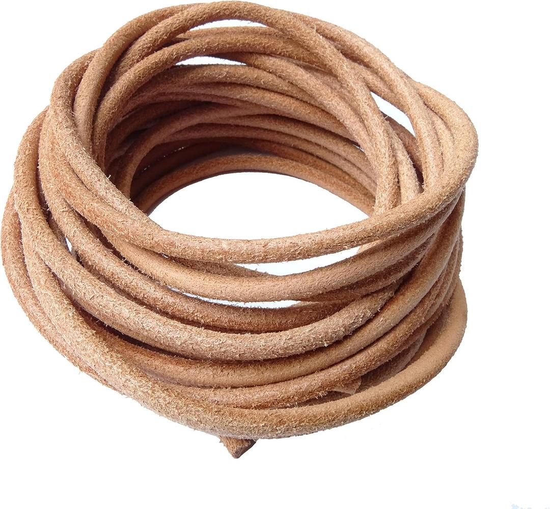 Round Genuine Leather Shoelaces (Brown 71")
