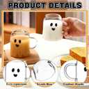 4 Pcs Halloween Ghost Coffee Mug Glass Cup with Handle Heat Resistant Coffee Tea Milk Cups Halloween Accessories Birthday Gifts for Home Office Drinking