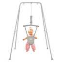 FUNLIO Baby Jumper with Stand for 6-24 Months, Infant Jumper for Indoor/Outdoor Play, Toddler Jumper for Baby Girl/Boy, with Adjustable Chain, Easy to Assemble & Store (with Stand) - Grey
