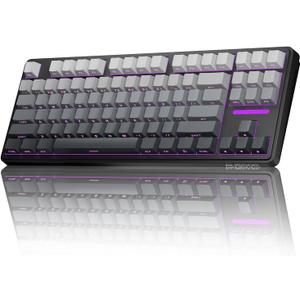 AUSDOM H87 Wireless Mechanical Keyboard, 10000mAh Battery Gasket Hot Swappable Custom Keyboard with RGB Backlit, Side Printed PBT Keycaps, Tri-Mode BT5.3/2.4GHz/USB-C Gaming Keyboards, Black Grey