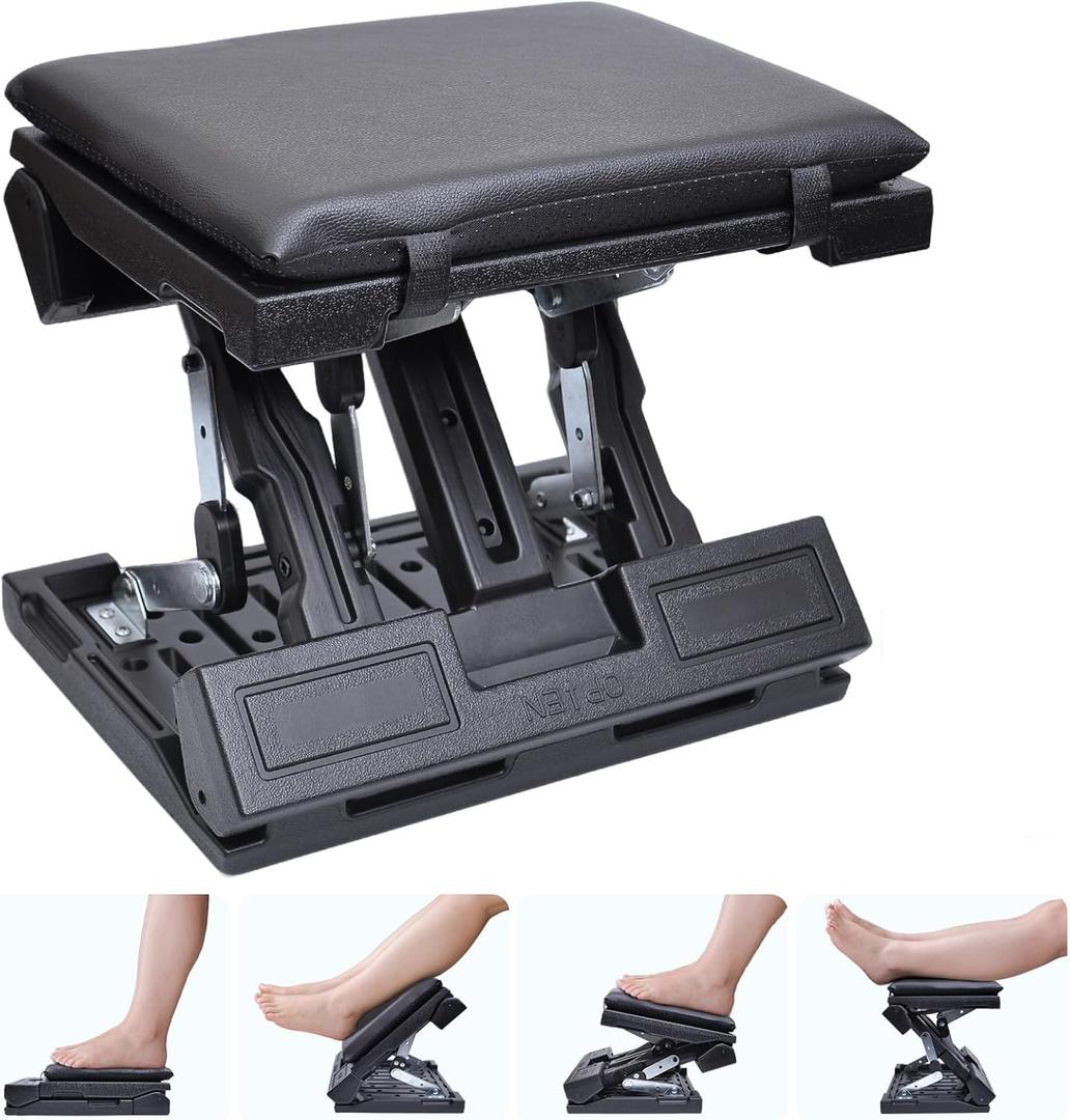 Scalebeard Foot Rest for Under Desk at Work,Height Adjustable Infinite Angle Ergonomic Foldable Footrest for Office, Gaming,Computer, Removable Pad Desk Foot Stool with Massage Beads,All-Season(Black) (Large)