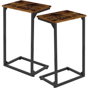 AMHANCIBLE C Shaped End Tables Set of 2, Couch Side Tables That Slide Under, TV Trays for Living Room, Bedroom, Small Space, Sofa, Rustic Brown, HET02BBR