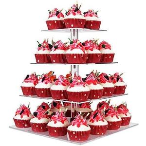 YestBuy 4 Tier Cupcake Stand, Acrylic Cupcake Tower Stand, Premium Cupcake Holder, Clear Cupcake Display Tree Tower Stand For 52 cupcakes, Display for Pastry Wedding Birthday Party