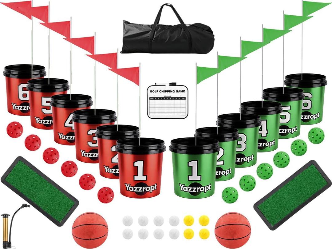Giant 3-in-1 Outdoor Backyard Party Game Set Bucket Golf, Yard Pong Basketball & Toss Games Large Outdoor/Indoor Lawn Games for Adults & Families, Beach & Camping