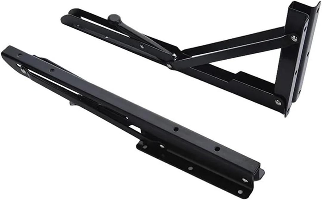 Stainless Steel Folding Angle Iron Wall Mount for Shelves, Benches and Tables 8-20inch 2PCS(Black,16 inch)