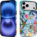 MQJCYB Case for iPhone 17 Pro Max,Hybrid Heavy Duty 2 in 1 Full Body Rugged Shockproof Protection Glossy Case for iPhone 17 Pro Max Coconut Ocean Inspired Style